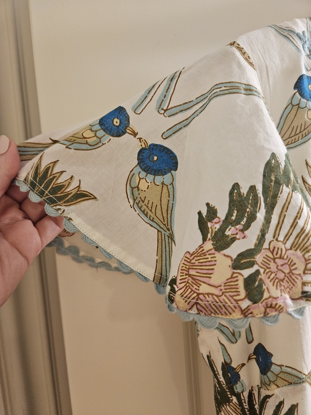Uncle Frank Birds of Paradise Maxi Dress S | Tropical Boho Tiered Cotton Tassel - Picture 12 of 13